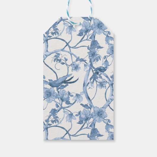 Elegant Classic Blauw Wit Chinoiserie Baby shower Cadeaulabel (Achterkant)