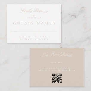 Elegant Classic Blush Roze Bruiloft QR CODE RSVP Notitiekaartje