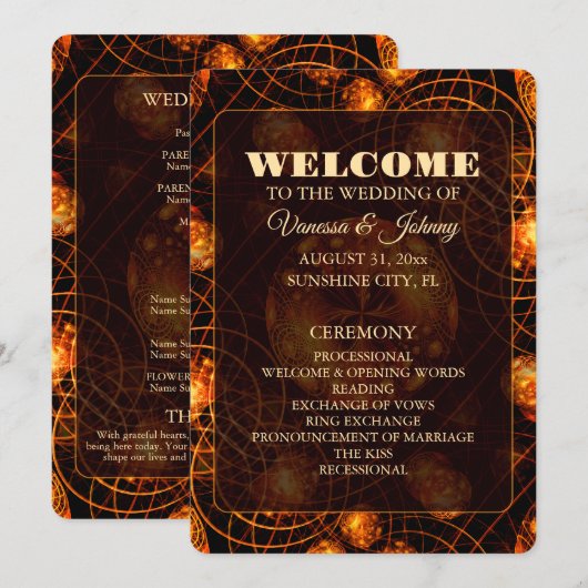 Elegant Classic Boho Modern Gold #901 Wedding Programma (Voorkant / Achterkant)