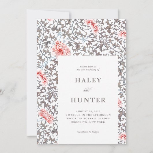 Elegant Classic  Botanical Wedding Kaart (Voorkant)