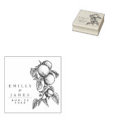 Elegant Classic Botanische Sinaasappels Bruiloft Rubberstempel (Gestempeld)