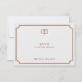 Elégant Classic Brown & Ecru Mariage Crest RSVP (Devant)