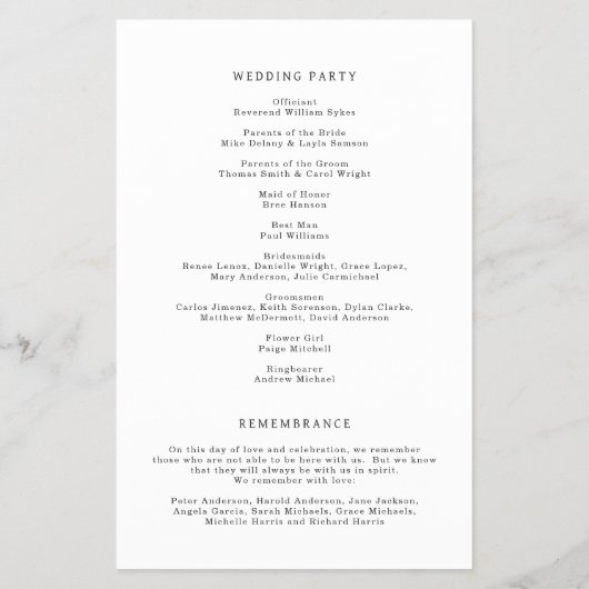 Elegant Classic Budget Wedding Program Flyer (Achterkant)