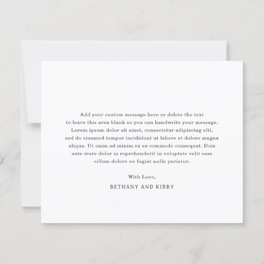 Elegant Classic Budget Wedding Thank You Card (Achterkant)