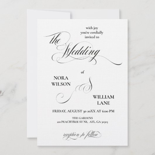 Elegant Classic Calligraphy Wedding Invitation (Devant)