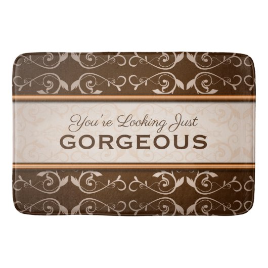 Elegant Classic Chocolate Flourish Bronze Monogram Badmat (Voorkant)