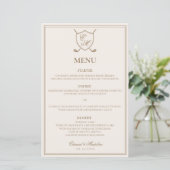 Élégant Classic Crest Monogram Golf Menu Mariage (Debout devant)