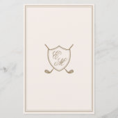 Élégant Classic Crest Monogram Golf Menu Mariage (Dos)