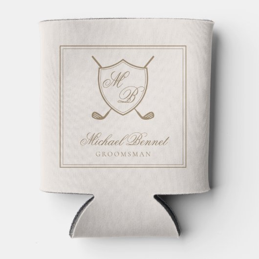 Elegant Classic Crest Monogram Golf Wedding Blikjeskoeler (Voorkant)