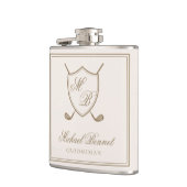 Elegant Classic Crest Monogram Golf Wedding Heupfles (Links)