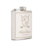 Elegant Classic Crest Monogram Golf Wedding Heupfles (Rechts)