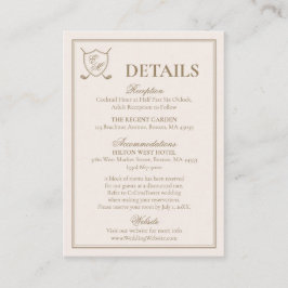 Elegant Classic Crest Monogram Golf Wedding Informatiekaartje