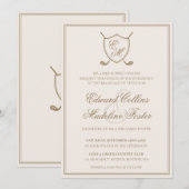 Elegant Classic Crest Monogram Golf Wedding Kaart (Voorkant / Achterkant)