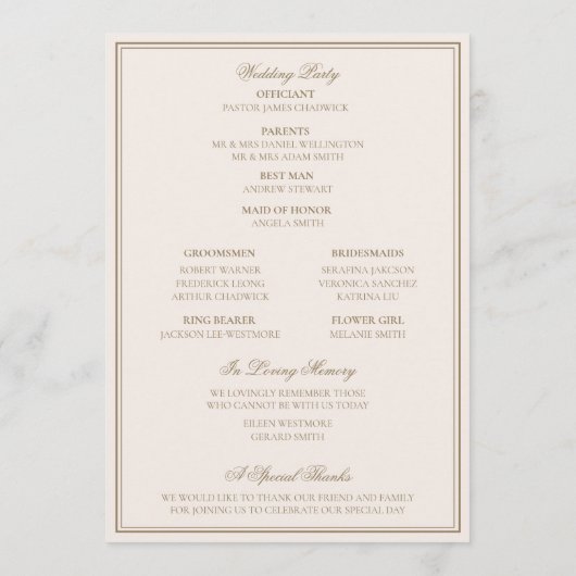 Elegant Classic Crest Monogram Golf Wedding Programma (Achterkant)