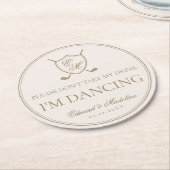 Elegant Classic Crest Monogram Golf Wedding Ronde Kartonnen Onderzetter (Gebogen)