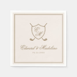Elegant Classic Crest Monogram Golf Wedding Servet