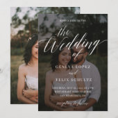 Elegant Classic Custom Photo Calligraphy Weddensch Kaart (Voorkant / Achterkant)