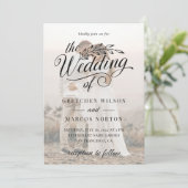 Elegant Classic Custom Photo Calligraphy Wedding Kaart (Staand voorkant)