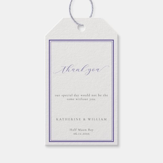 Elegant Classic Double Lijst Nautical Navy Wedding Cadeaulabel (Voorkant)