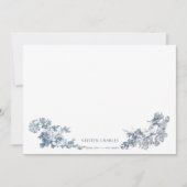 Elegant Classic Dusty Blue French Floral Notitiekaartje (Voorkant)