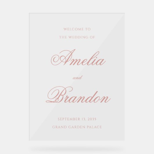 Elegant Classic Dusty Rose Script Wedding Welcome (Recto)
