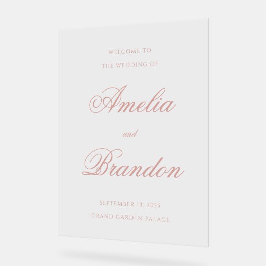 Elegant Classic Dusty Rose Script Wedding Welcome (Angle)