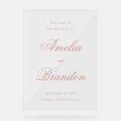 Elegant Classic Dusty Rose Script Wedding Welcome Acryl Bord (Voorkant)