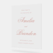 Elegant Classic Dusty Rose Script Wedding Welcome Acryl Bord (Hoek)