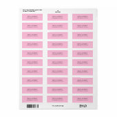 Elegant Classic Eenvoudig Roze Uniek Origineel Etiket (Full Sheet)