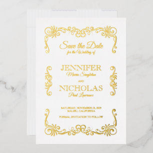 Elegant Classic en  Pleal Wedding Folie Uitnodiging