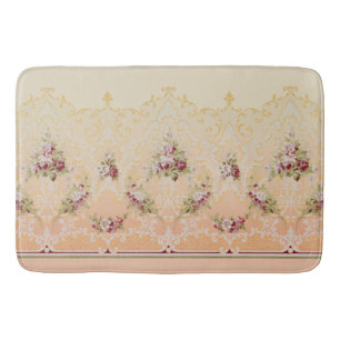 Elegant Classic Floral and Gold Rococo Filigree Badmat
