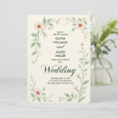 Elegant Classic Floral Wedding Invitation Kaart (Staand voorkant)