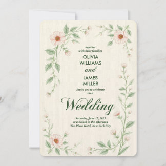 Elegant Classic Floral Wedding Invitation Kaart