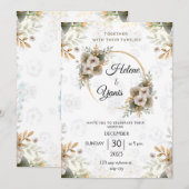 Elegant Classic Floral Wedding Invitation Kaart (Voorkant / Achterkant)