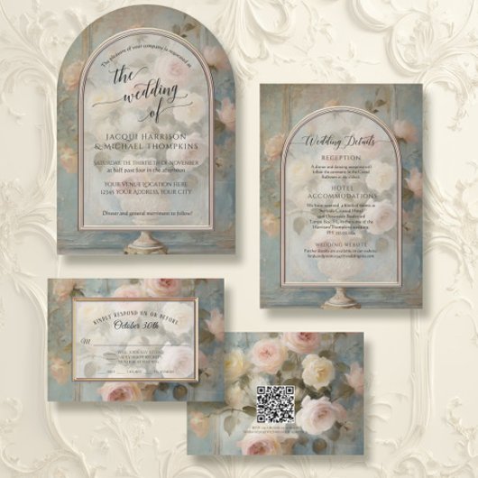 Elegant  Classic Formal Floral Pink Gold Kaart