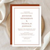 Elegant Classic Formal Terracotta Wedding Kaart