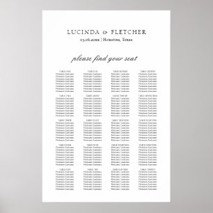 Elegant Classic Formal Wedding Seding Chart Poster