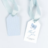 Elegant Classic Gingham Blue Bow Baby shower dank Cadeaulabel