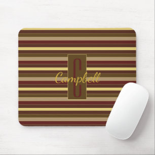 ELEGANT CLASSIC GOLD BROWN RED STRIPES MONOGRAM MUISMAT