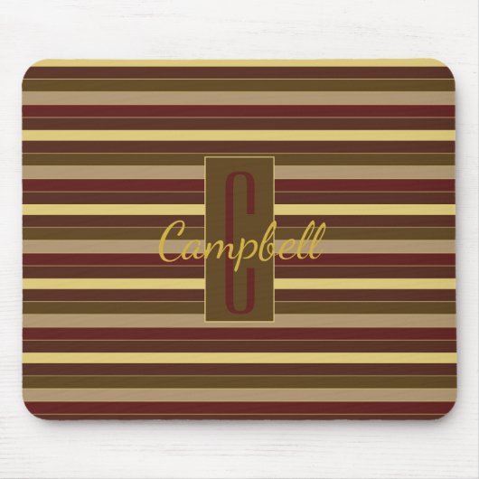 ELEGANT CLASSIC GOLD BROWN RED STRIPES MONOGRAM MUISMAT (Voorkant)
