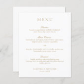 Élégant Classic Gold Formal Menu Mariage (Devant / Derrière)