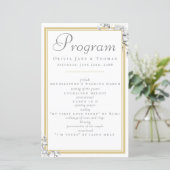 Elegant Classic Gold Lijst Floral Wedding Programm (Staand voorkant)