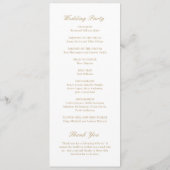 Elegant Classic Gold Traditional Formal Wedding Programma (Achterkant)