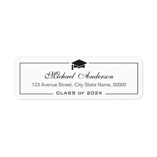 Elegant Classic Gradup Afstudeerder Afstuderen Etiket (Voorkant)