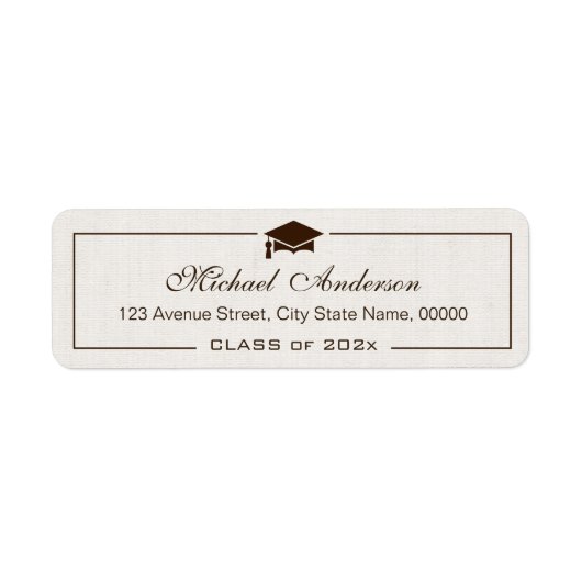 Elegant Classic Ivory Linen Afstuderen Afstuderen Etiket (Voorkant)
