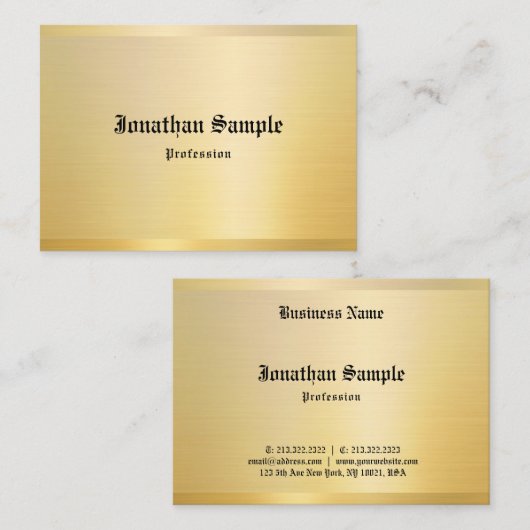 Elegant Classic look Old Text Gold Sjabloon Visitekaartje (Voorkant / Achterkant)