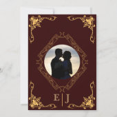 elegant Classic luxred goudfoto bruiloft Kaart (Achterkant)