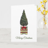 Elegant Classic Merry kerstboom Boxwood Bow Kaart (Gele Bloem)