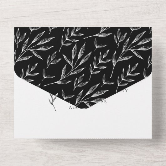 Elegant Classic Minimal Botanical Leaf Simple All In One Uitnodiging (Achterkant)