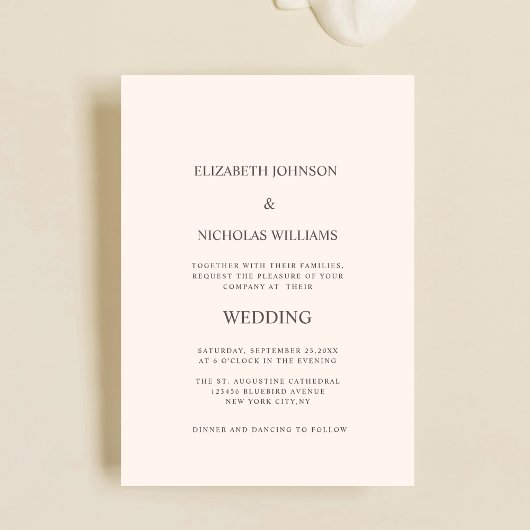 elegant classic minimalist wedding invitation kaart